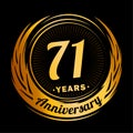 71 years anniversary. Elegant anniversary design. 71st logo. Royalty Free Stock Photo