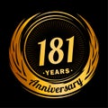 181 years anniversary. Elegant anniversary design. 181st logo. Royalty Free Stock Photo