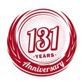 131 years anniversary. Elegant anniversary design. 131st logo. Royalty Free Stock Photo
