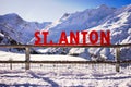 St. Anton sign in the mountains