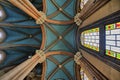 St. Antuan Church ceiling house column details from below-up view,