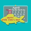 1st april calendar with paper fish on April fool`s Day