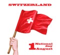 1st August. Swiss National Day. Vector illustration of national holiday with Swiss flag and Patriotic elements. Creative Royalty Free Stock Photo