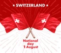 1st August. Swiss National Day. Vector illustration of national holiday with Swiss flag and Patriotic elements. Creative Royalty Free Stock Photo