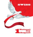 1st August. Swiss National Day. Vector illustration of national holiday with Swiss flag and Patriotic elements. Creative Royalty Free Stock Photo