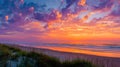 St. Augustine Beach is the setting for a picturesque sunrise with sea oats and an array of colorful clouds Royalty Free Stock Photo