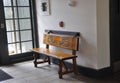 St Augustine FL,August 8th:Bench in Visitor Center interior from St Augustine in Florida