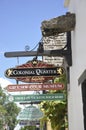 St Augustine FL,August 8th:Signboards in Colonial County of St Augustine from Florida