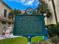 The sign at the Cathedreal of St. Augustine in the historic area of St. Augustine, Florida one of the oldest cities in the US