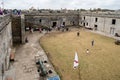 Crowds inside the Castillo de San Marcos National Monument fort