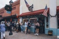 Long lines and crowds waiting for lunch at Pizza TIme, a popular restaurant in the