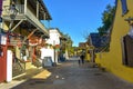 Couple walking in St George street at Old Town in Florida`s Historic Coast.