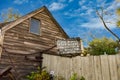 The Oldest wood school in USA at Old Town on lightblue background in Florida`s Historic Coast.