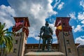 Lightner Museum and  Pedro Menendez de Aviles statue ,  in Florida`s Historic Coast . Royalty Free Stock Photo