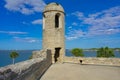 Stone Fort Turret on lightblue cloudy sky background in Castillo de San Marcos Fort at Florida`s Historic Coast . Royalty Free Stock Photo