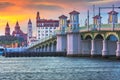 St. Augustine, Florida, USA city skyline and Bridge of Lions