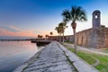 St Augustine fort at sunset in March Royalty Free Stock Photo