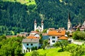 St. Barbara and Assumption Churches at Fliess village, Austria Royalty Free Stock Photo