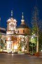 St. Barbara church in Varvarka street at night, Moscow, Russia