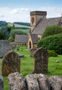 St Barnabas Anglican church, surrounded by a graveyard, in the picturesque English Cotswold village of Snowsill, Gloucestershire.