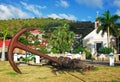 St Barth Anglican Church, Gustavia, palms, anchor Royalty Free Stock Photo