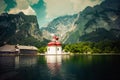 St Bartholomew Church at the foothills of Bavarian Alps, Koenigssee lake, Germany Royalty Free Stock Photo