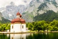 St. Bartholomew church on the Konigssee lake. GermaNY. Royalty Free Stock Photo