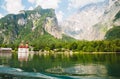 St. Bartholomew church in Konigssee National Park aroung Alps in summer, Germany Royalty Free Stock Photo