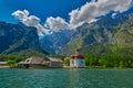 St.Bartolomei Church on Konigsee lake Royalty Free Stock Photo