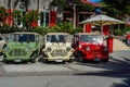 Fleet of the Mini Moke cars in front of famous Eden Rock Hotel on the island of Saint Barthelemy Royalty Free Stock Photo