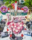 French rock star Johnny Hallyday`s grave at the Lorient Cemetery on the island of Saint Barthelemy