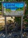 Saline beach sign at St. Barts, French West Indies