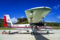 Wiinair plane on tarmac at Remy de Haenen Airport also known as Saint Barthelemy Airport Royalty Free Stock Photo