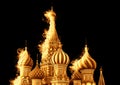 St. Basil cathedral on Red Square in Moscow, Russia, effect of burning fire Royalty Free Stock Photo