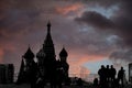 Silhouette of St Basil Cathedral  moscow russia Royalty Free Stock Photo