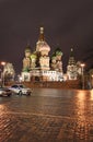 St.Basil Cathedral by night in Moscow