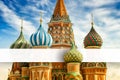 St. Basil Cathedral, Red Square, Moscow, paper strip Royalty Free Stock Photo