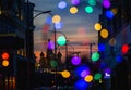 St basil cathedral with colorful lights