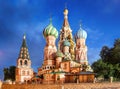 St. Basil`s Cathedral in Moscow on Red Square on a summer evening and a blue cloud Royalty Free Stock Photo