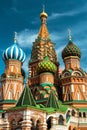 St Basil`s Cathedral on Red Square, Moscow, Russia, Europe. It is a famous landmark of Moscow. St Basil`s temple in Moscow center Royalty Free Stock Photo