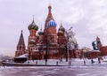 St. Basil's Cathedral on Red Square in winter Royalty Free Stock Photo