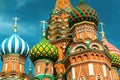 St Basil`s Cathedral on sunny summer day, Moscow, Russia, Europe. It is famous landmark of Moscow. Saint Basil`s church in Moscow Royalty Free Stock Photo