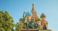 St. Basils cathedral and monument to Minin and Pozharsky on Red Square in Moscow