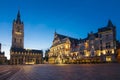 St. Bavo square and Belfort tower at night, Gent, Belgium