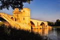 St. Benzene bridge over Rhone river, at sunrise