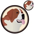 St Bernard dog head in circle