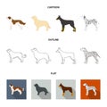 St. Bernard, retriever,doberman, labrador. Dog breeds set collection icons in cartoon,outline,flat style vector symbol