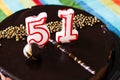 51st birthday chocolate cake Royalty Free Stock Photo