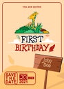 1st birthday greeting card safari brown Royalty Free Stock Photo