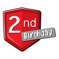 2st birthday on red Secure shield.